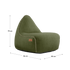 Olive green Cobana lounge chair with a rounded bucket seat and contrasting stitched seams by sackit for indoor or outdoor relaxation
