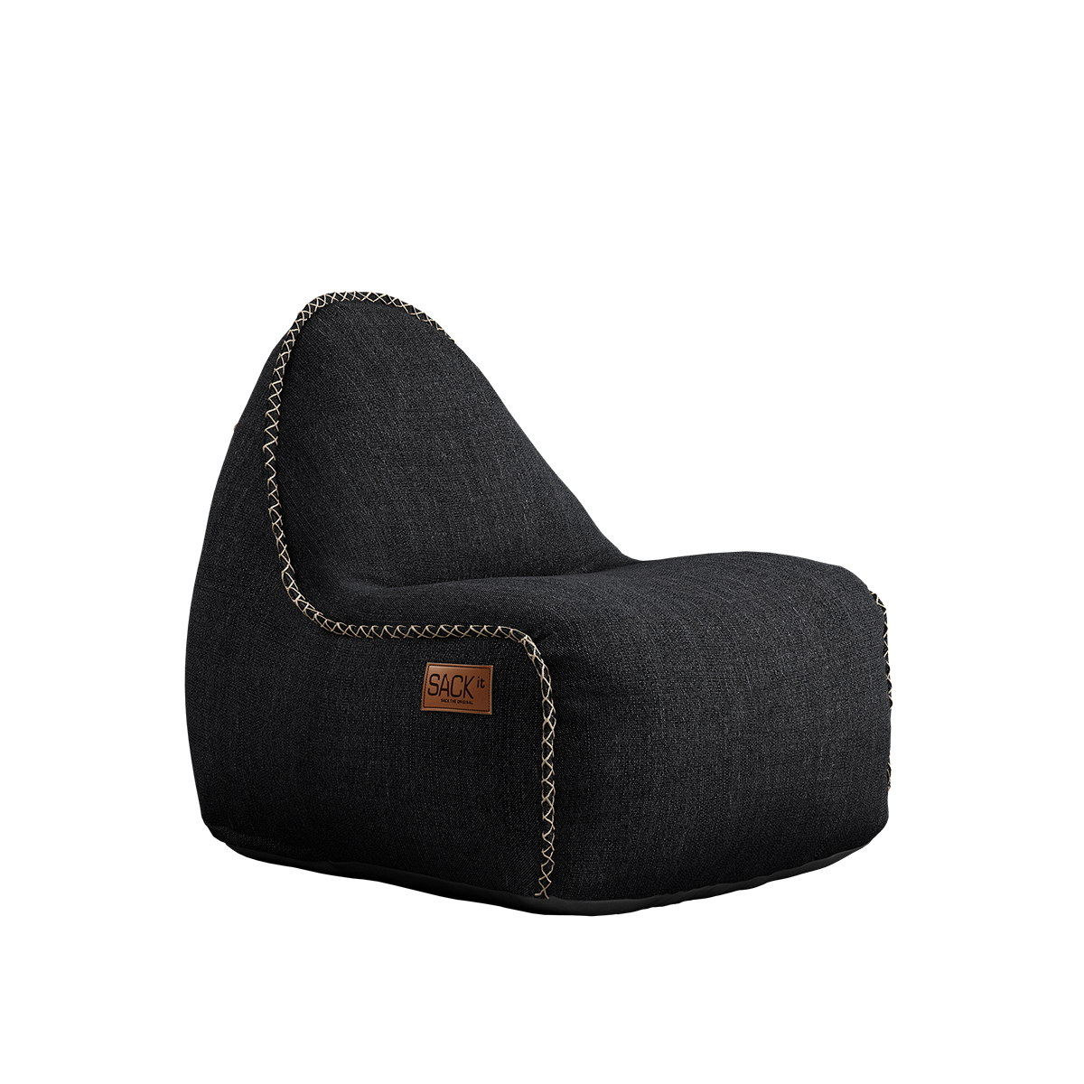 Cobana Junior Lounge Chair in black water-repellent fabric with a soft, rounded shape for kids.
