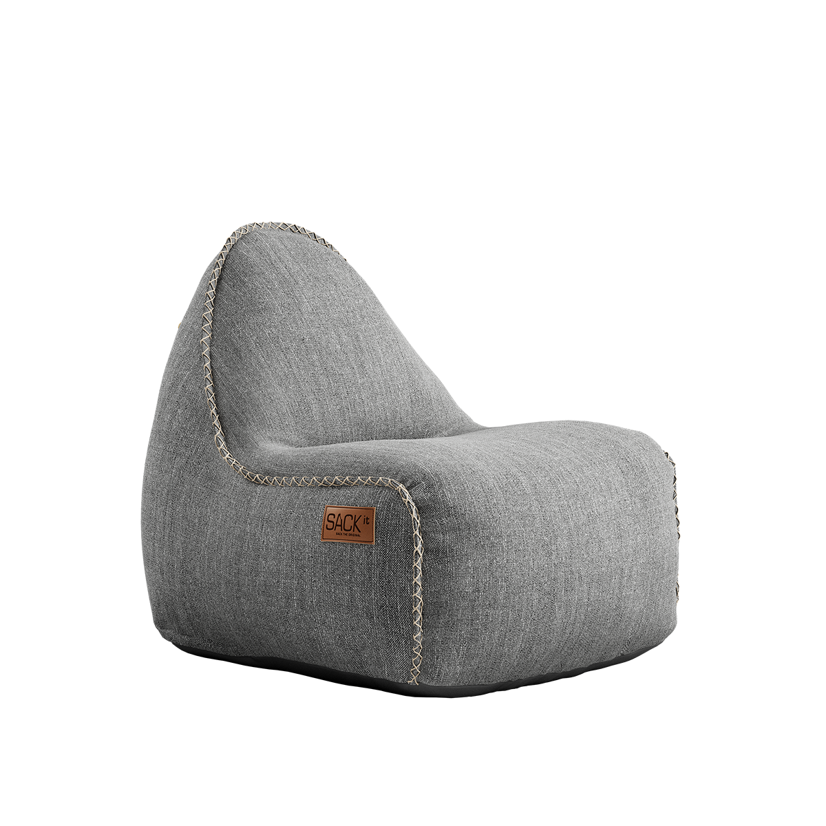 Light grey Cobana Junior Lounge Chair bean bag with a soft, rounded shape and durable fabric.
