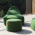 Cobana Pouf in Cobana Grey fabric with hand-sewn stitches, round shape, indoor and outdoor use.