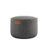 Cobana Pouf in grey Cobana fabric with a round shape and hand-sewn stitches.