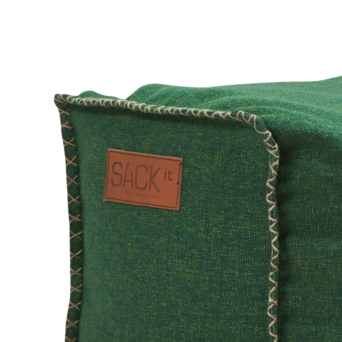 Cobana Square Pouf in black durable canvas fabric with hand-sewn stitches and a square shape