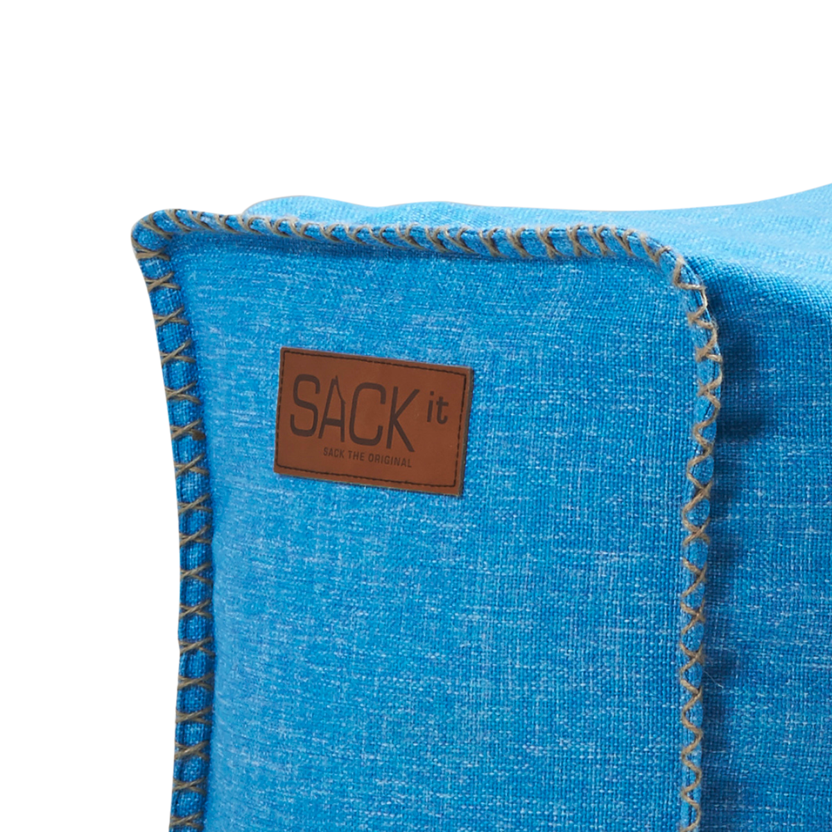 Cobana Square Pouf in black canvas fabric with a square shape and hand-sewn stitches