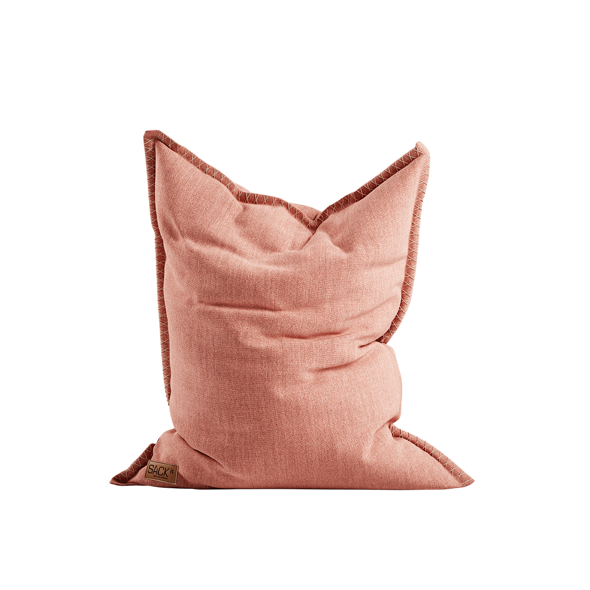 Cobana Beanbag in soft rose color with a large, rounded shape and linen stitches.