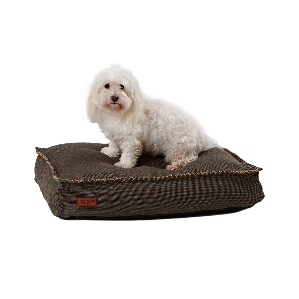Medium Cobana Brown dog bed with water-repellent fabric and non-slip bottom in a simple design