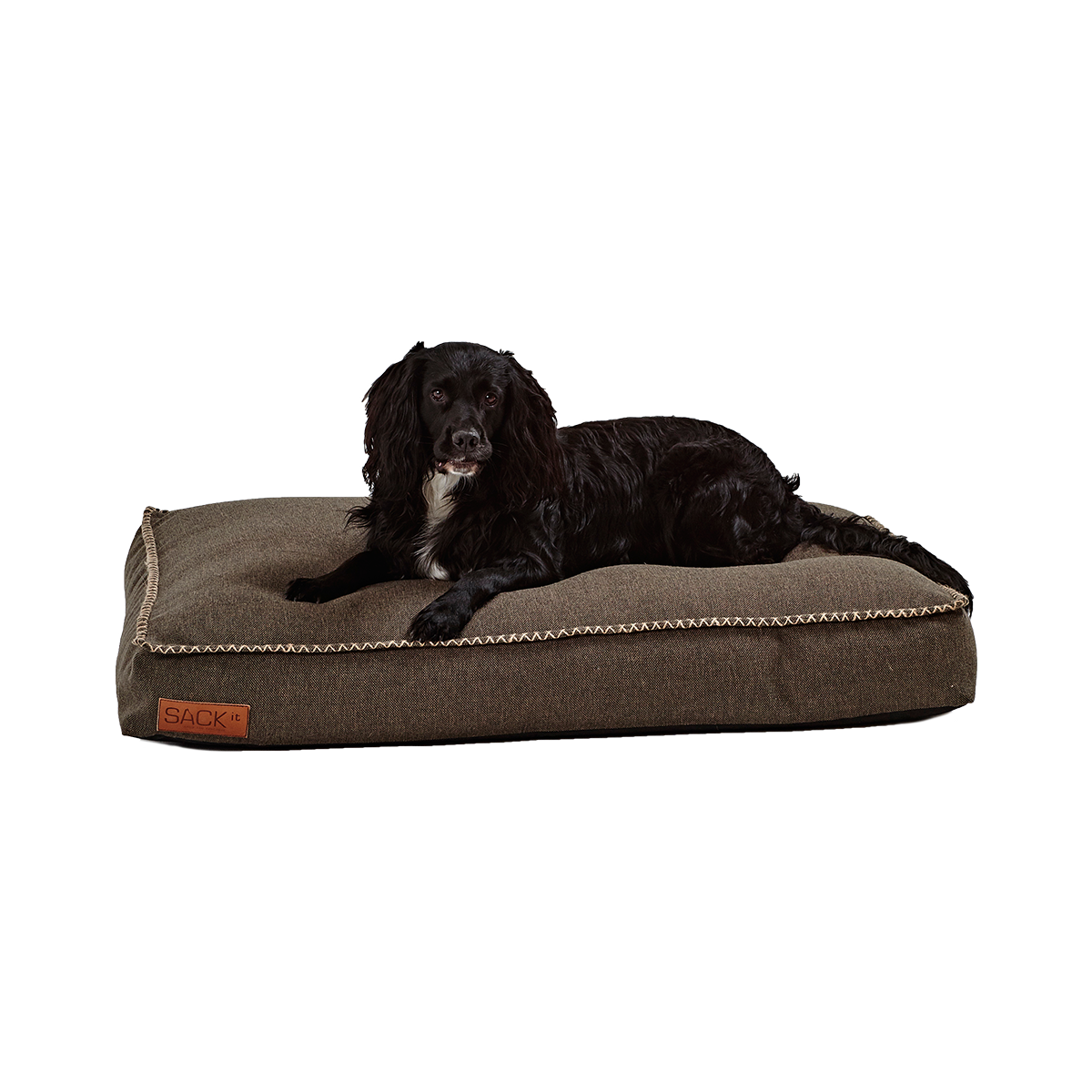 Large Cobana Brown dog bed with water-repellent fabric and non-slip bottom in a rectangular shape