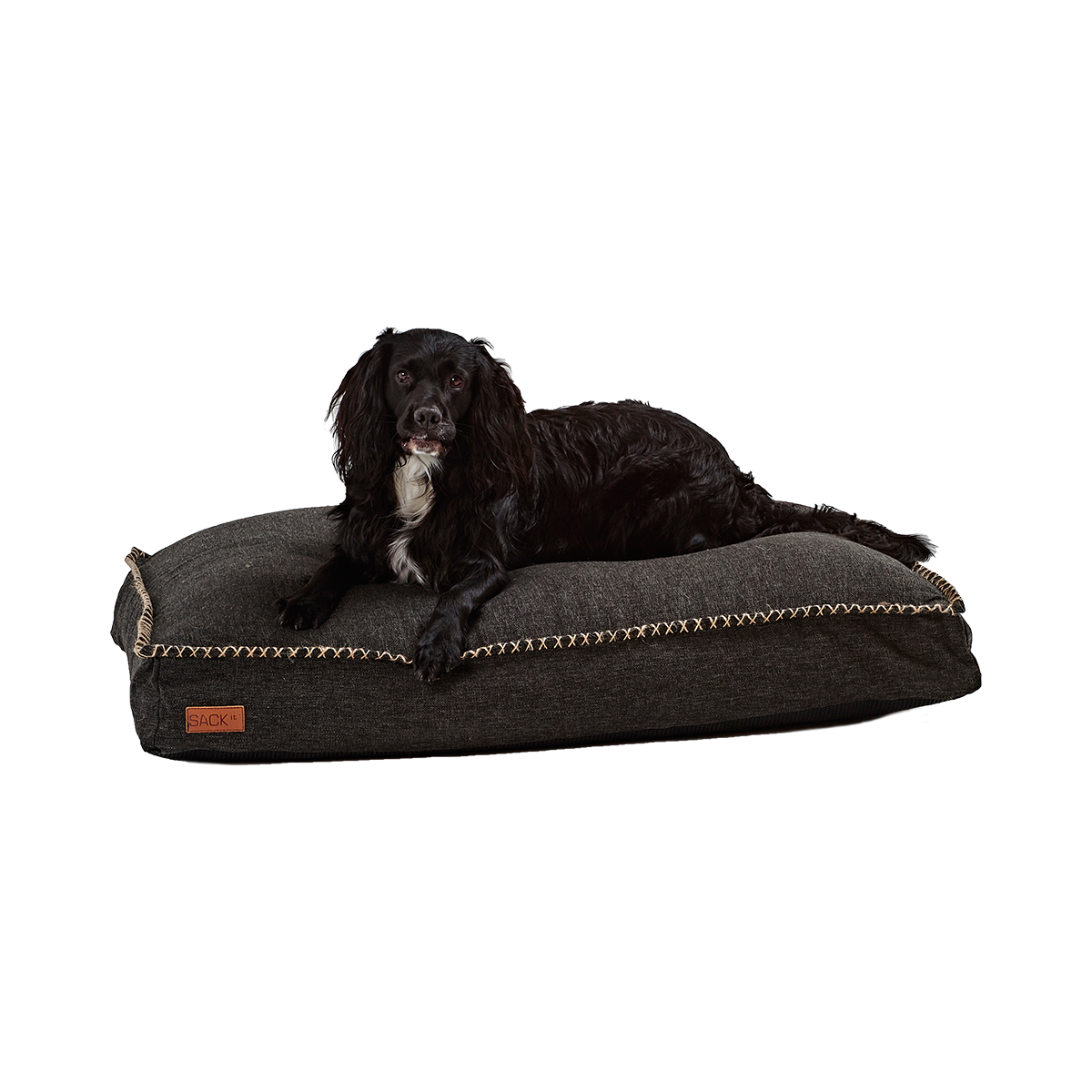 Large Cobana Black dog bed with water-repellent fabric and non-slip bottom in a simple design
