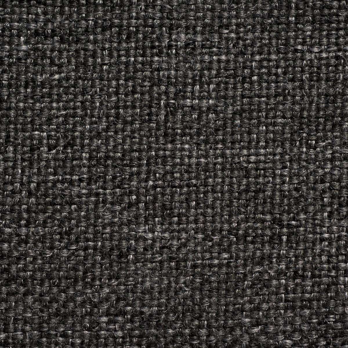 Close up of dark charcoal woven outdoor upholstery fabric with a textured surface for a Scandinavian lounge sofa by sackit
