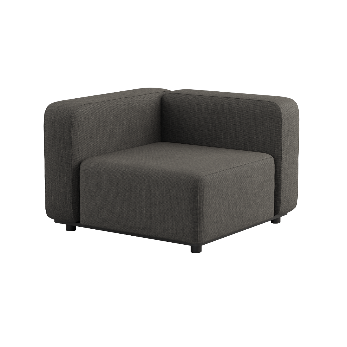 Corner outdoor lounge sofa in Kirra Noir with powder-coated aluminum frame and cushioned seats.