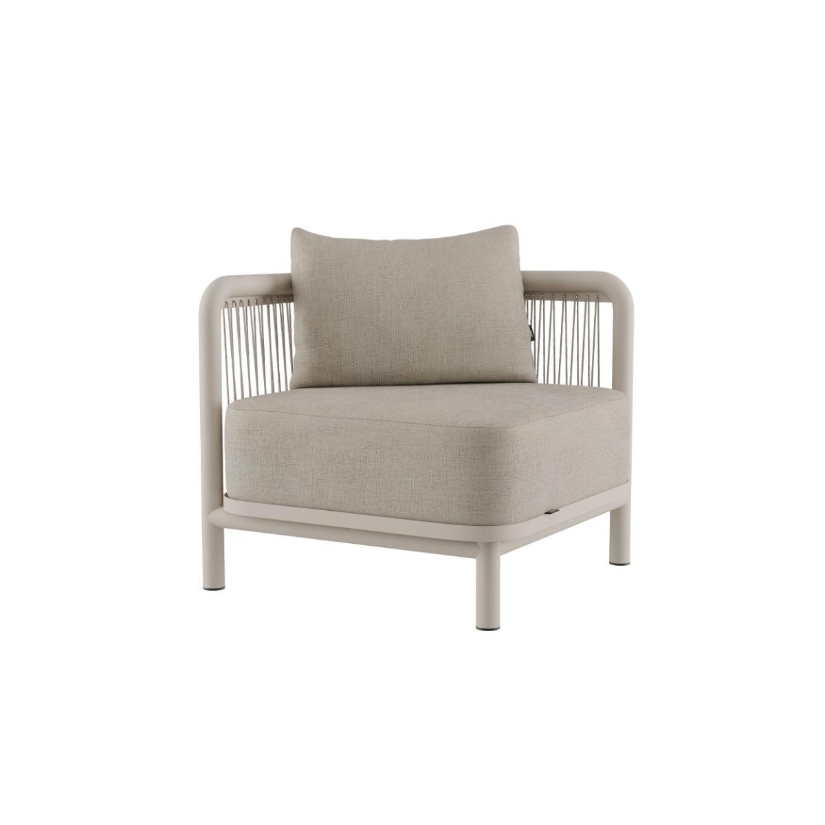 Kirra Lounge Sofa corner module in Kirra Sand with powder-coated aluminum frame and light olefin cushions.