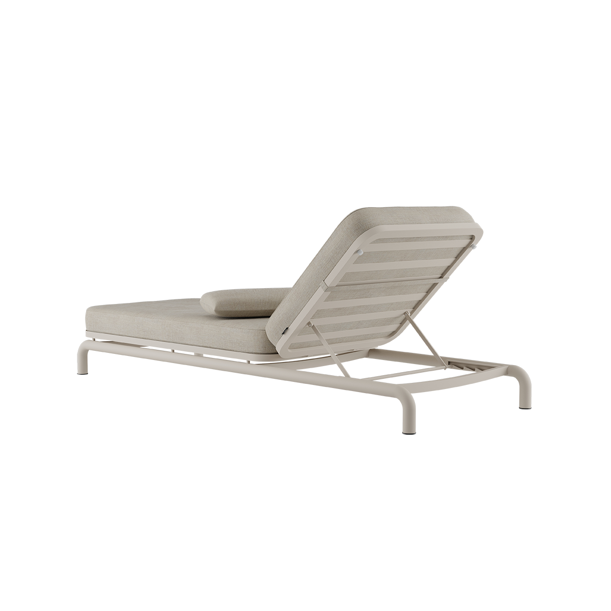 Kirra Sunbed in Kirra Sand color with adjustable backrest and powder-coated aluminum frame.
