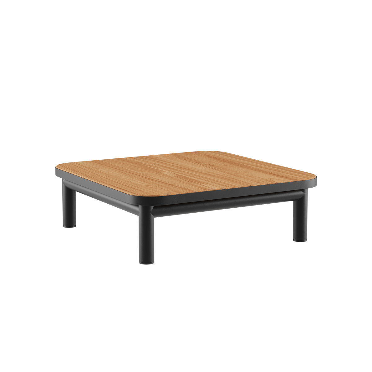 Kirra Side Table outdoor coffee table in noir with teak wood top and powder-coated aluminum frame