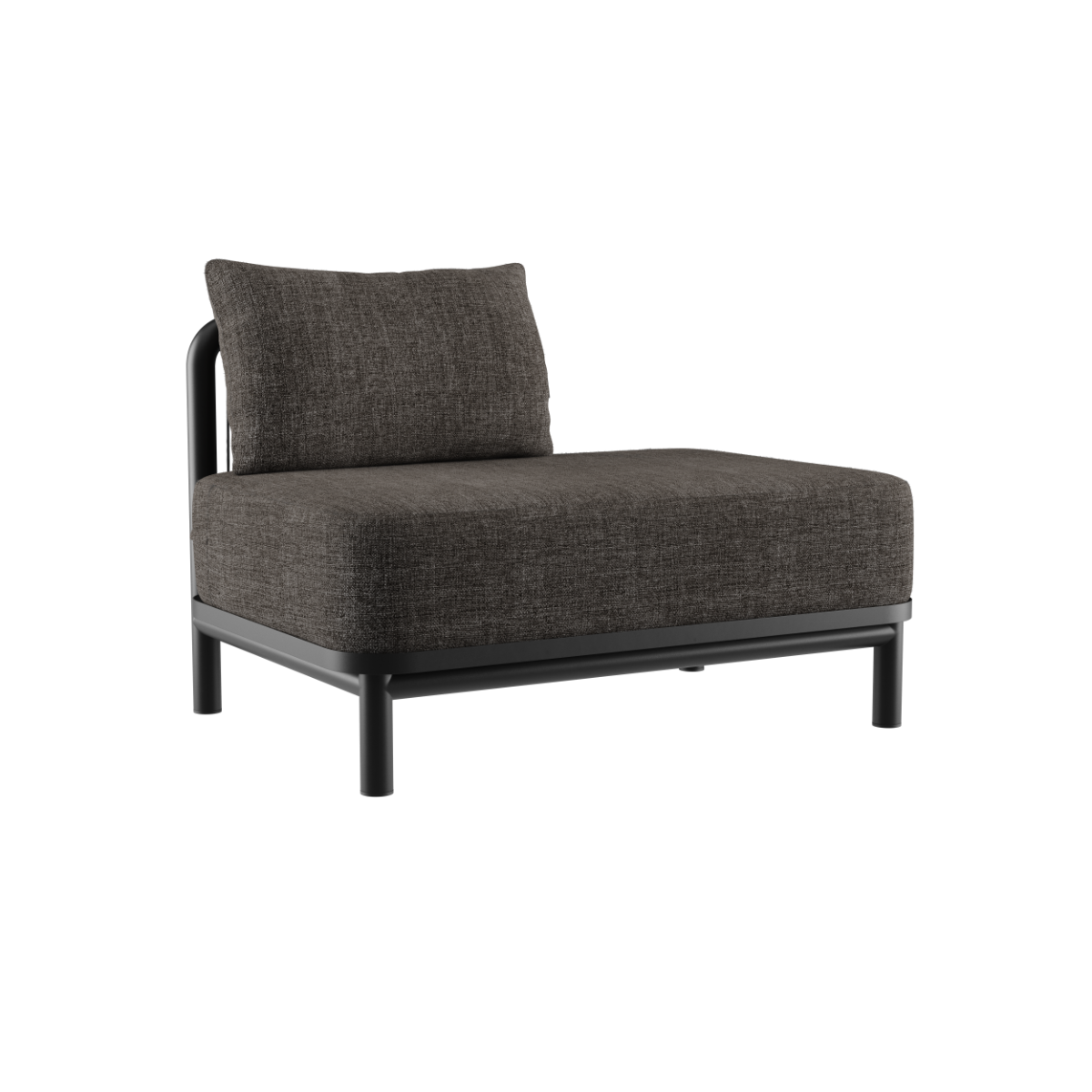 Kirra Lounge Sofa open end left in Kirra Noir with powder-coated aluminum frame and olefin textile cushions