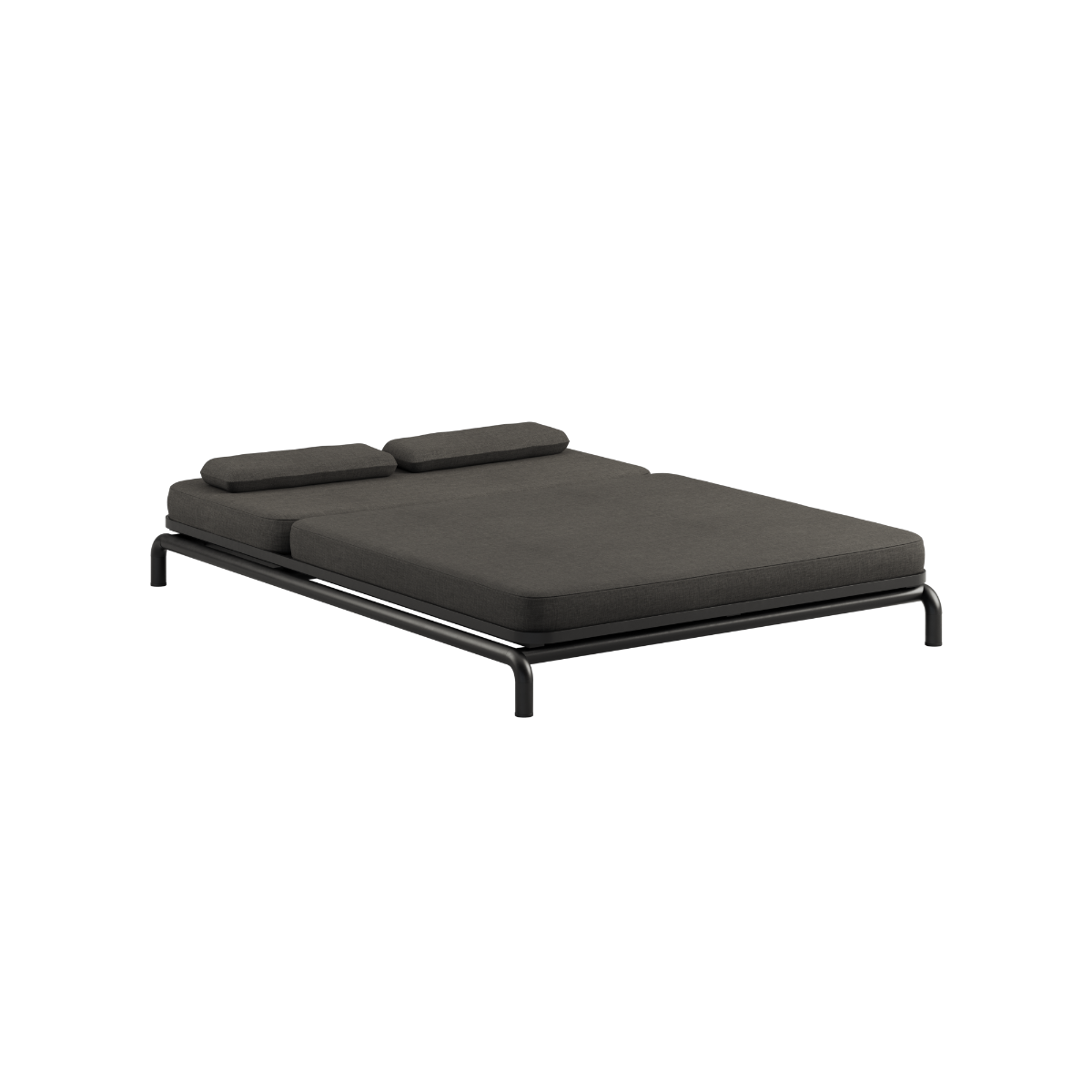 Kirra Double Sunbed in Kirra Sand with powder-coated aluminum frame and light olefin textile mattress