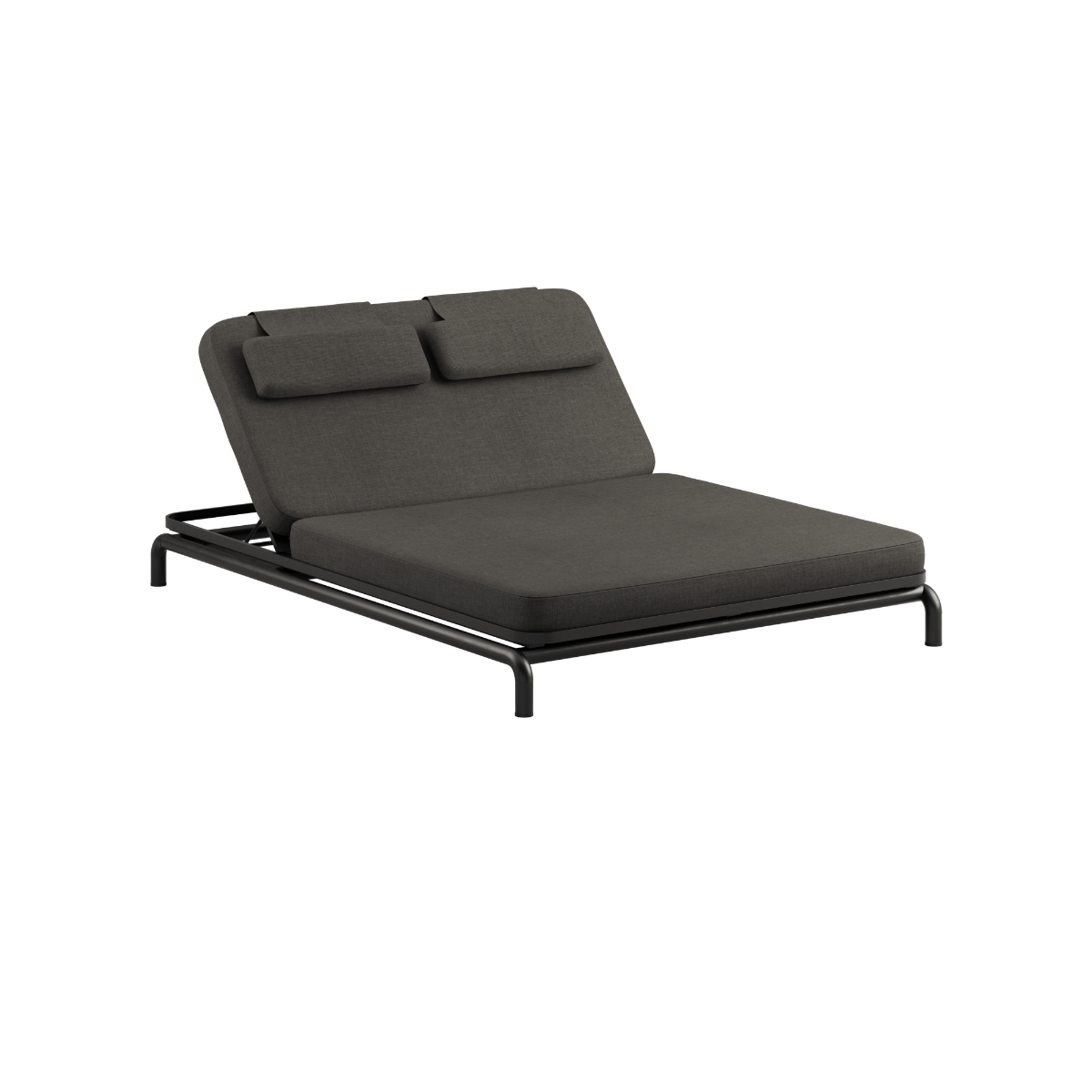 Kirra Double Sunbed in Kirra Noir with powder-coated aluminum frame and olefin textile upholstery