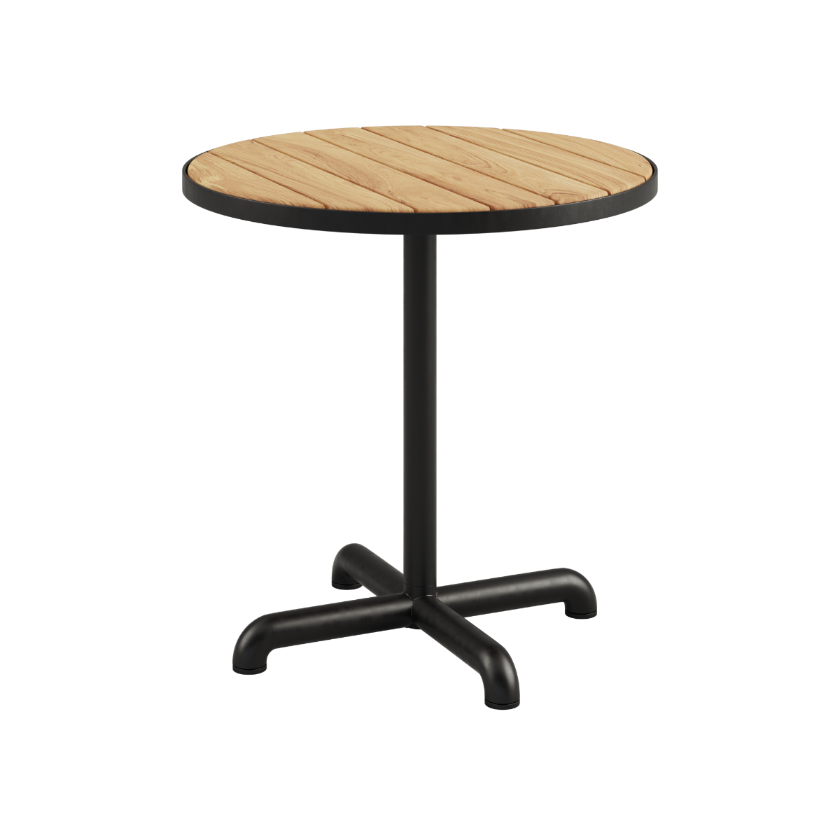 Noir Kirra Café Table with teak wood top and powder-coated aluminum base