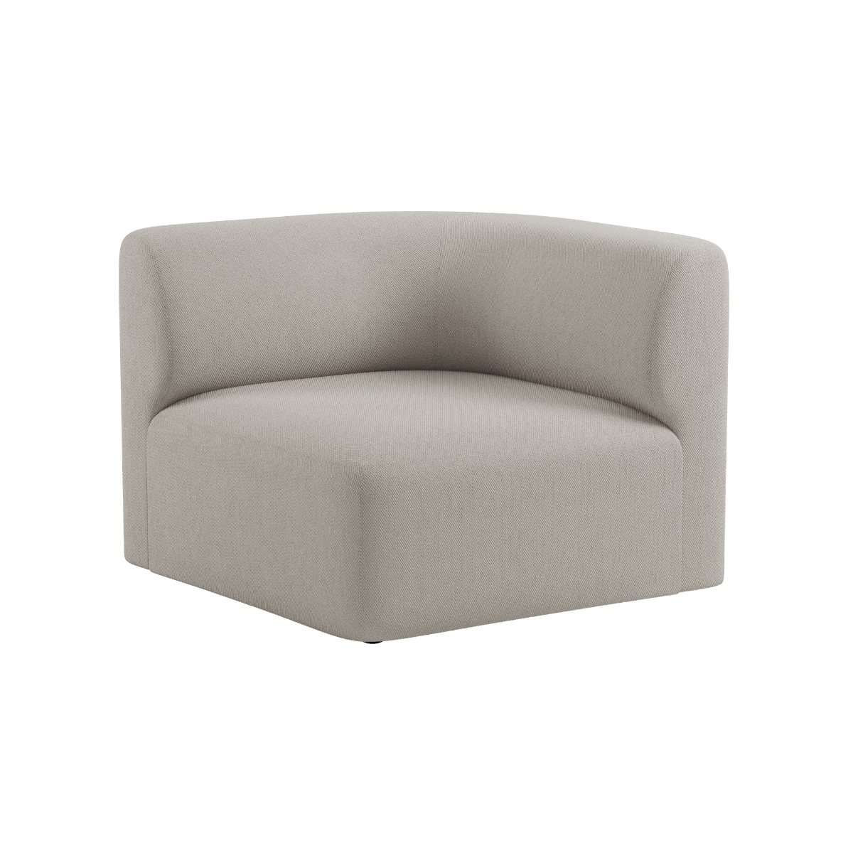 Light beige upholstered left corner section from the Fjord Sofa by sackit with soft curved lines and a deep seat for comfortable Scandinavian living spaces