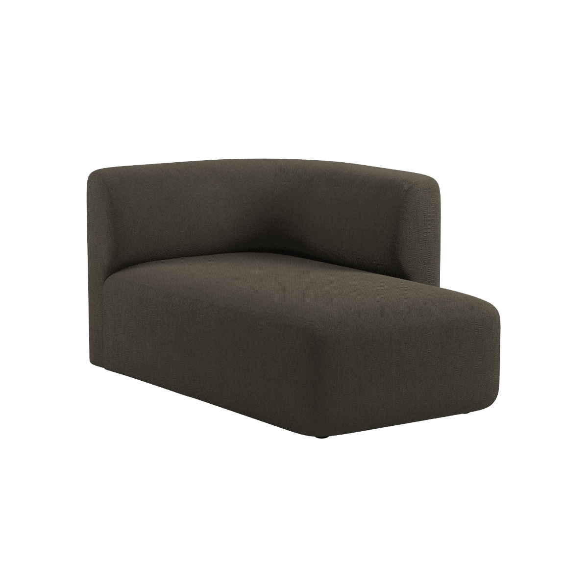 Fjord Sofa with right chaise in Sealife Brown textile upholstery with soft rounded edges and Scandinavian design