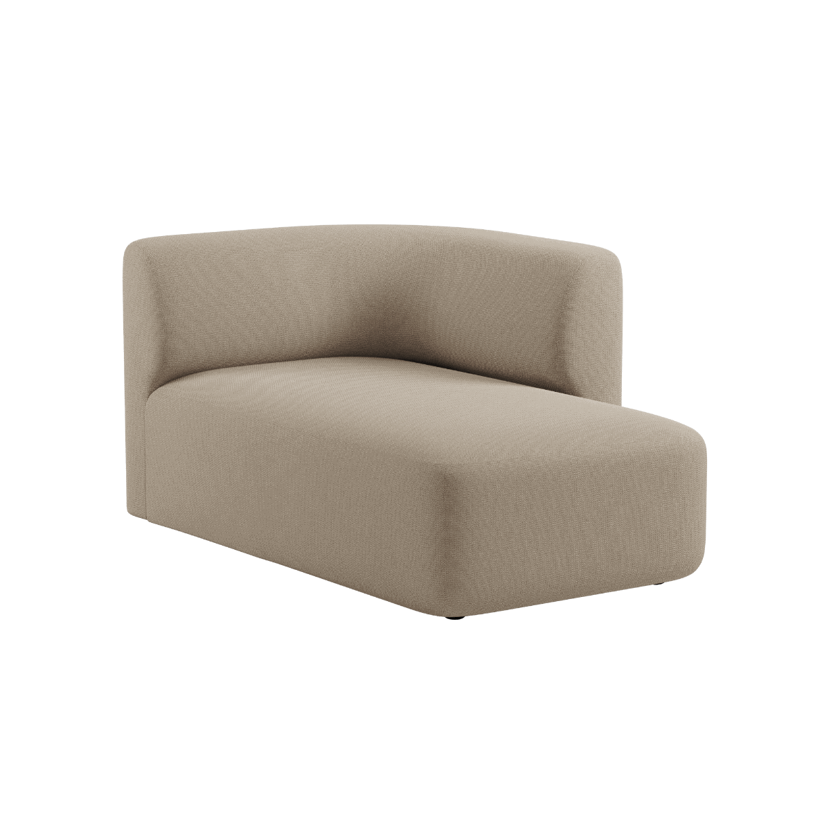 Fjord Sofa with right chaise in soft Cosmo Beige fabric and rounded edges in a modern living room setting