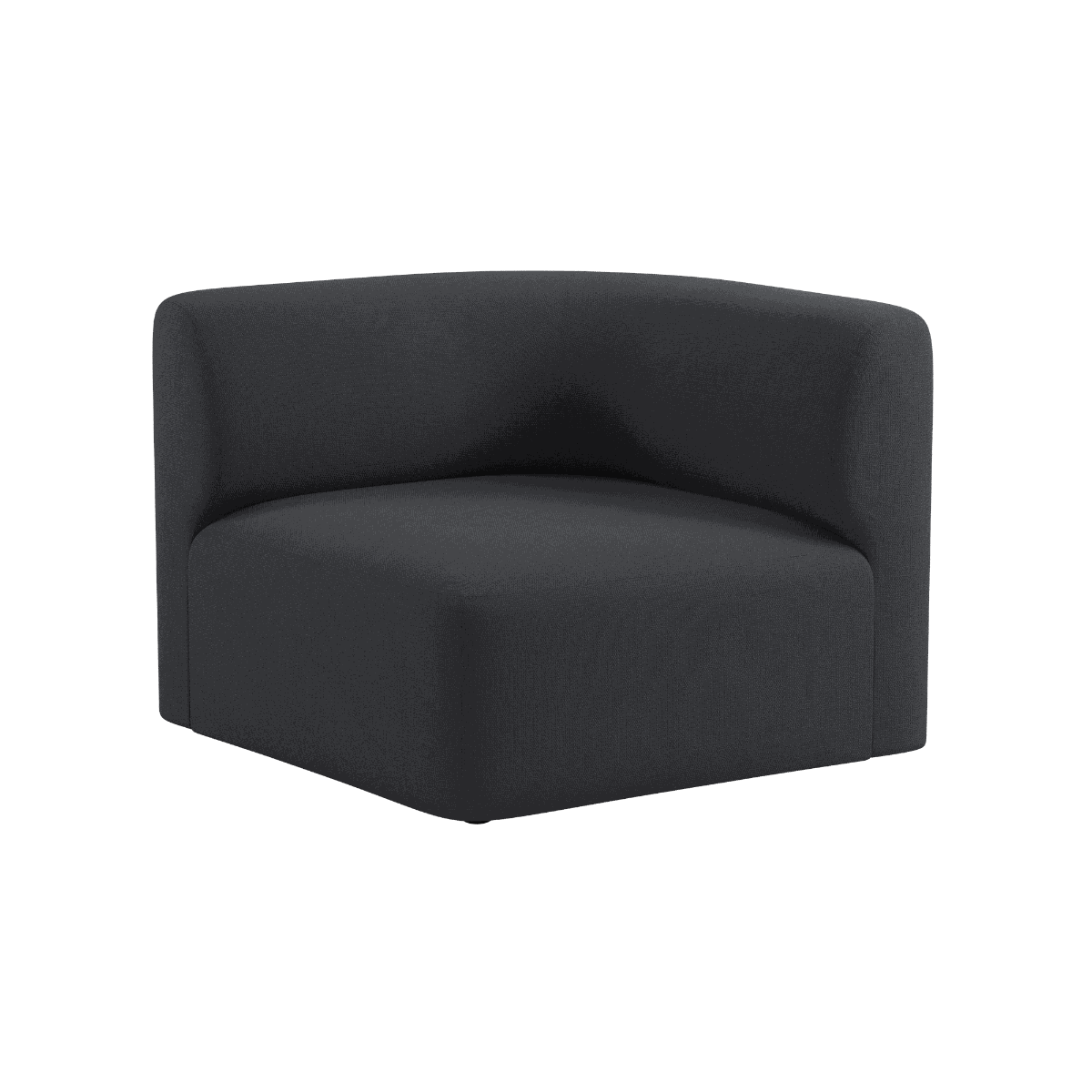 Dark charcoal Fjord corner sofa section with soft curved lines and deep cushioned seating from sackit Europe for calm Scandinavian indoor living