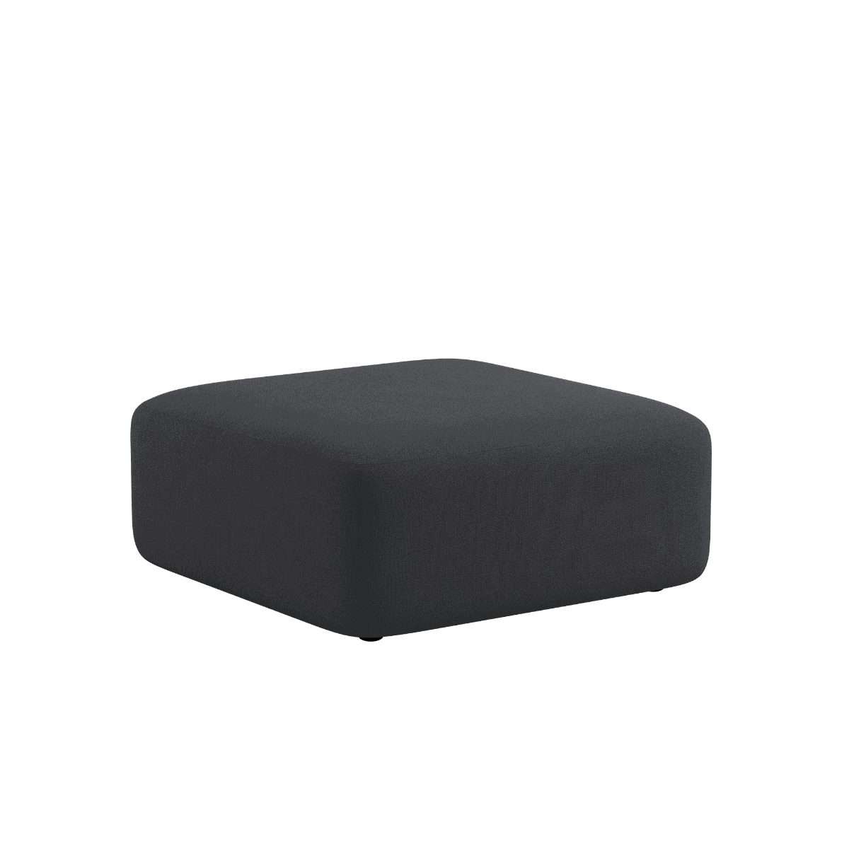 Fjord Sofa pouf in Cosmo Slate with rounded edges and soft textile upholstery.