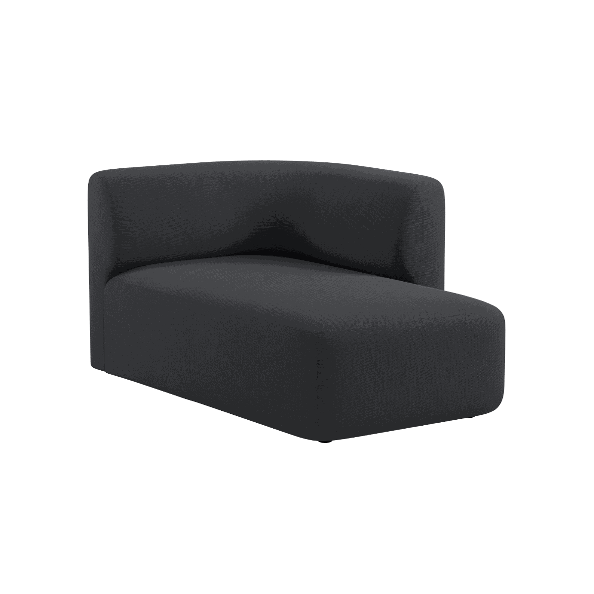 Fjord Sofa with right chaise in Cosmo Slate fabric, featuring soft lines and rounded edges.