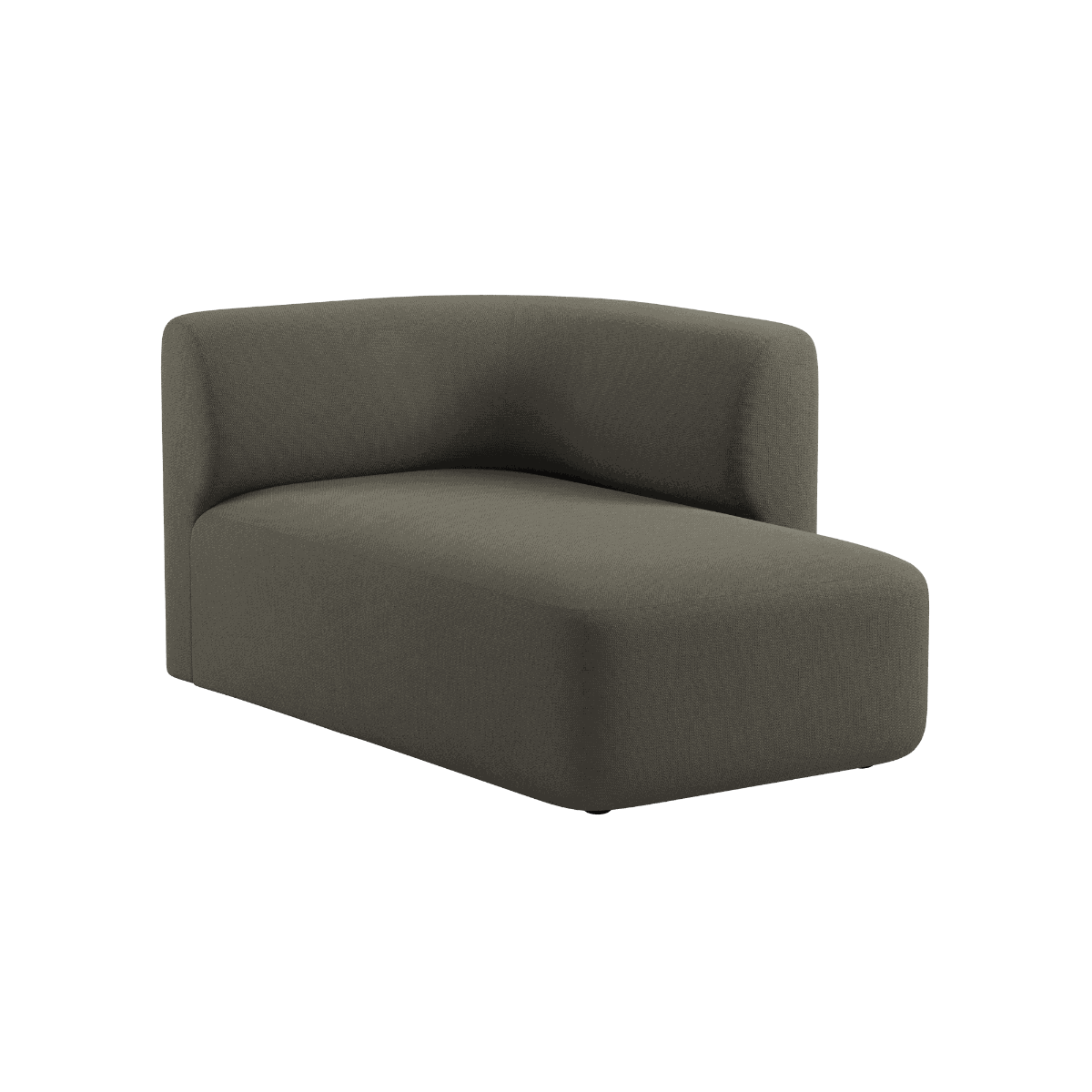 Fjord Sofa with right chaise in Cosmo Stone fabric with soft rounded edges and Scandinavian design.