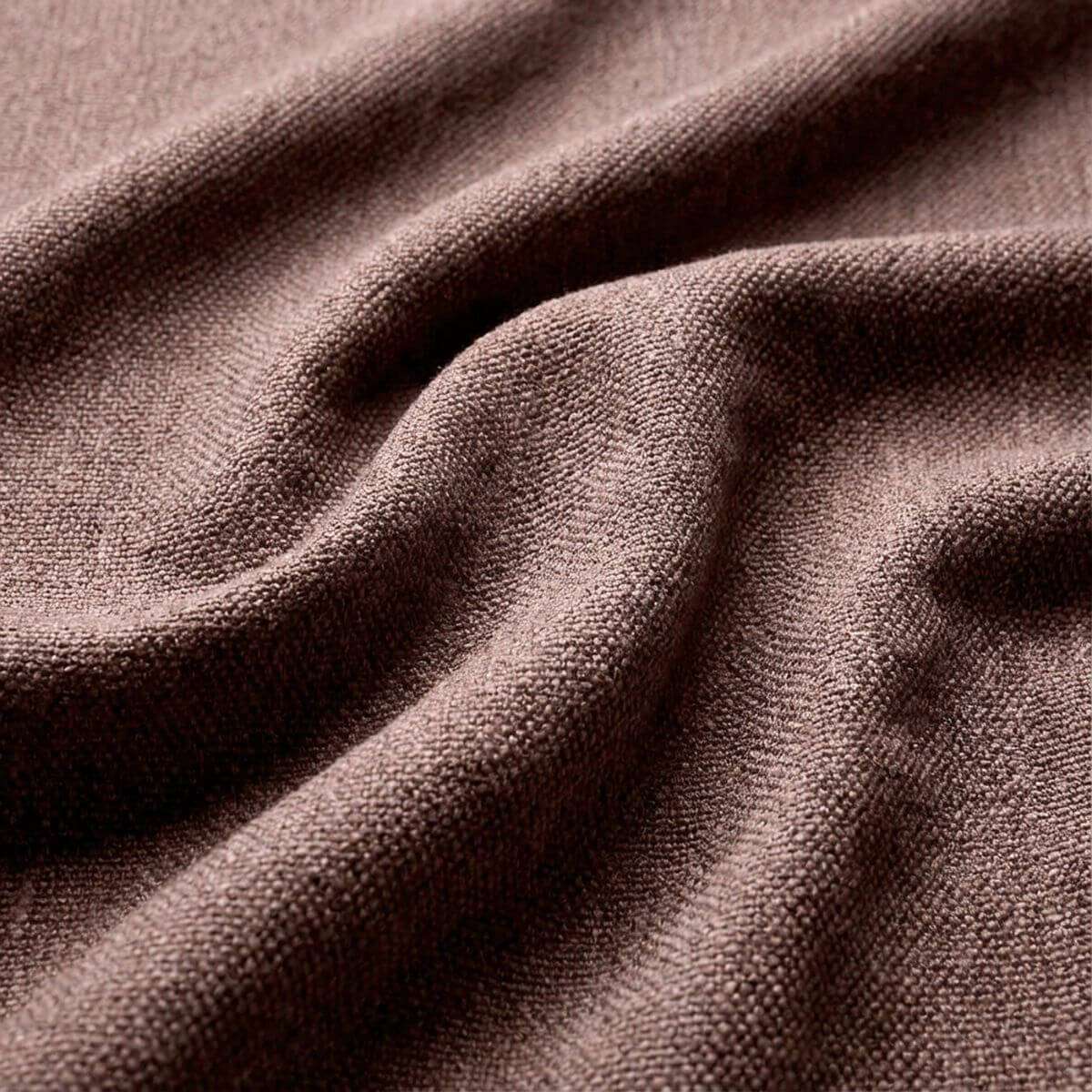 Fjord Sofa with chaise right in soft Cosmo Mustard fabric with rounded edges and Scandinavian design