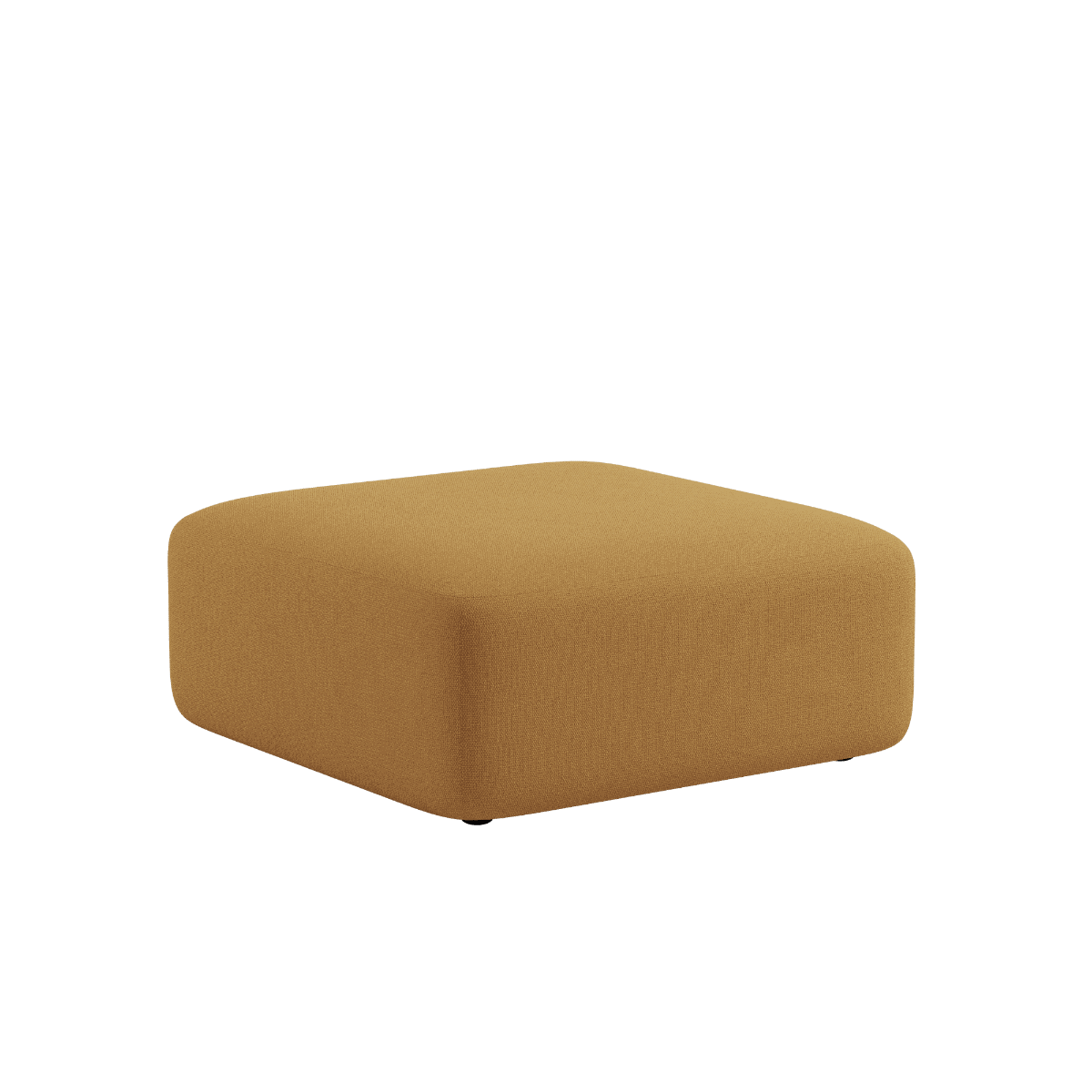 Fjord Sofa pouf in Cosmo Mustard with rounded edges and soft textile upholstery.