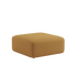 Fjord Sofa pouf in Cosmo Mustard with rounded edges and soft textile upholstery.