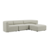 Cosmo Beige Fjord Sofa 3-seater with pouf, rounded edges and soft upholstery in a calm Scandinavian style