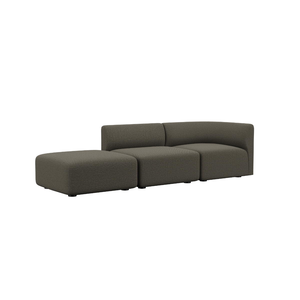 Fjord Sofa 2-seater with left open end in Sealife Brown textile with soft rounded edges and Scandinavian design