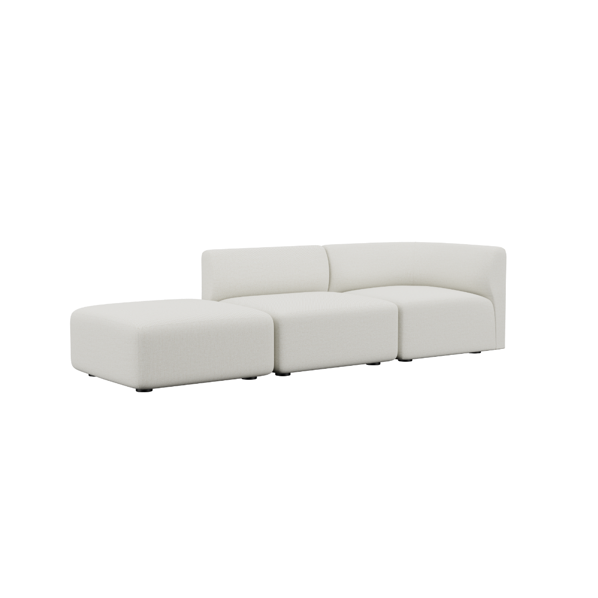 Fjord Sofa 2-seater with left open end in Sealife Ivory textile upholstery with soft rounded edges.
