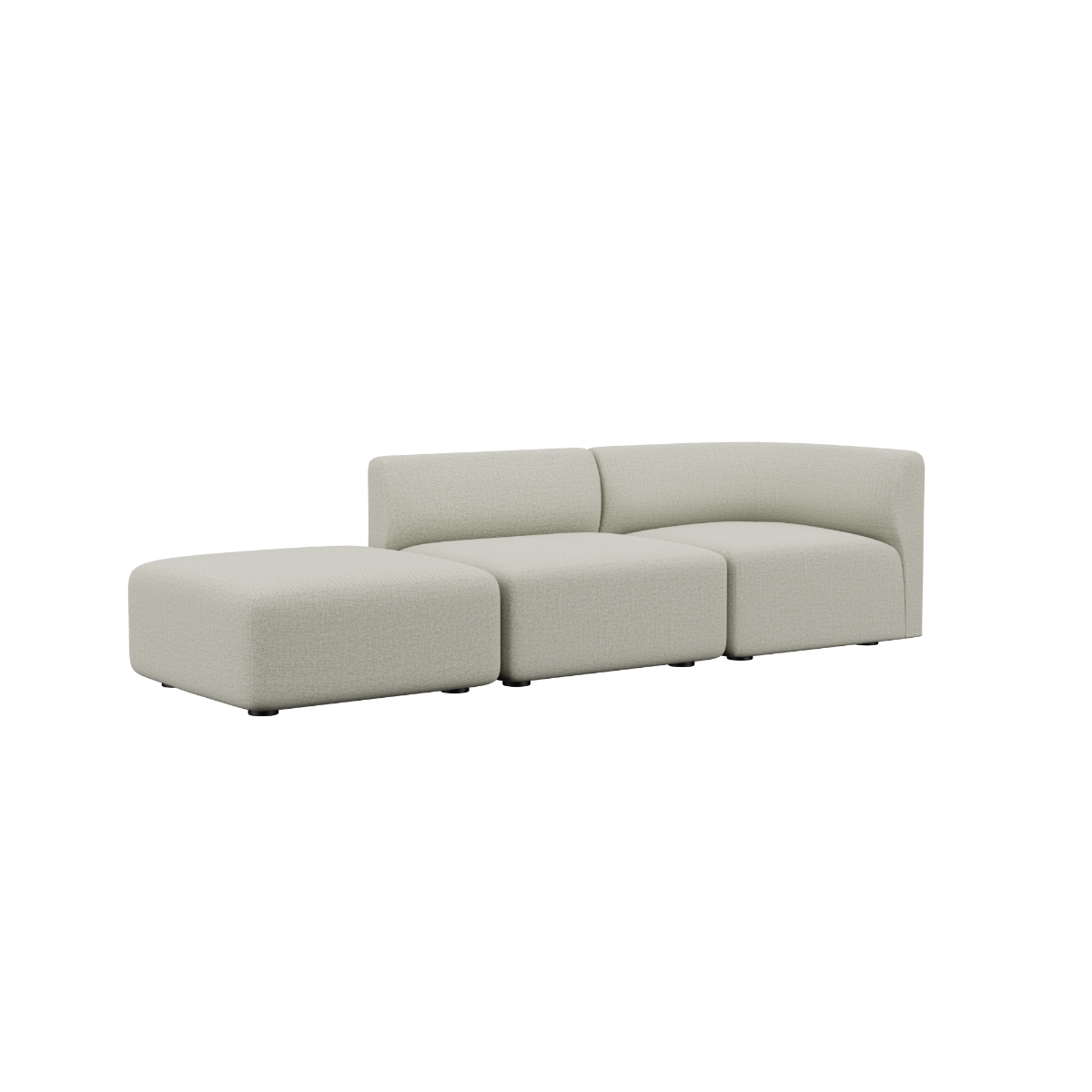 Fjord Sofa 2-seater with left open end in Cosmo Beige upholstery with soft rounded edges and Scandinavian design