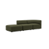 Fjord Sofa 2-seater with left open end in Cosmo Olive textile upholstery with soft rounded edges