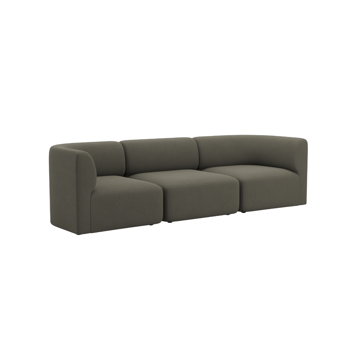 Three seat dark gray Scandinavian sofa with soft rounded lines and deep cushions from sackit designed for comfortable modern indoor living