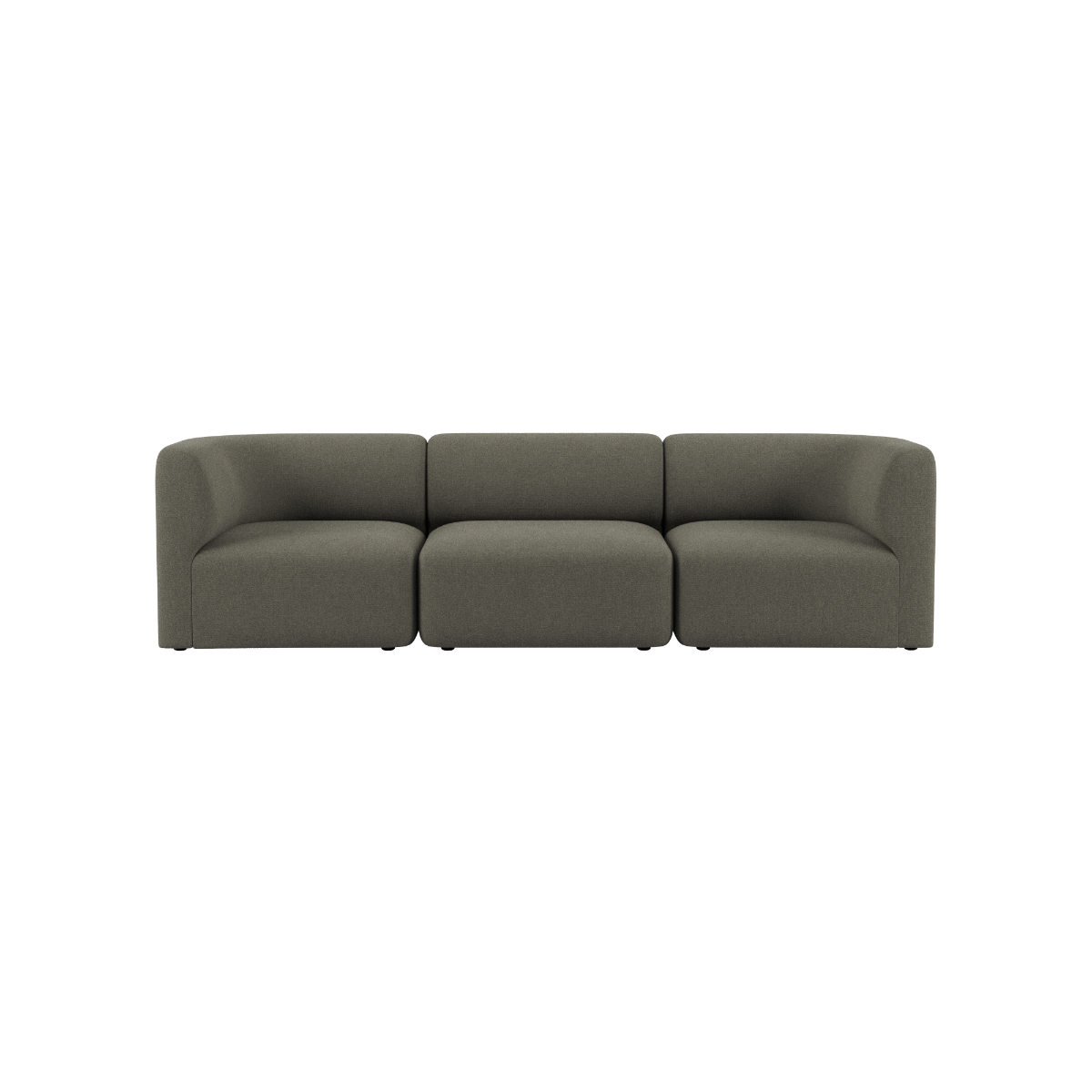 Dark gray three seat Fjord sofa with soft rounded cushions and a calm Scandinavian design from sackit for comfortable indoor living