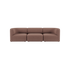 Brown three seater Fjord sofa with soft rounded lines and a calm Scandinavian design by sackit for comfortable indoor living