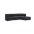 Dark charcoal Scandinavian three seater sofa with soft rounded lines and a chaise section on a clean background from sackit europe