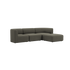 Dark gray Fjord sofa with soft rounded cushions and a spacious chaise design from sackit for calm Scandinavian interiors