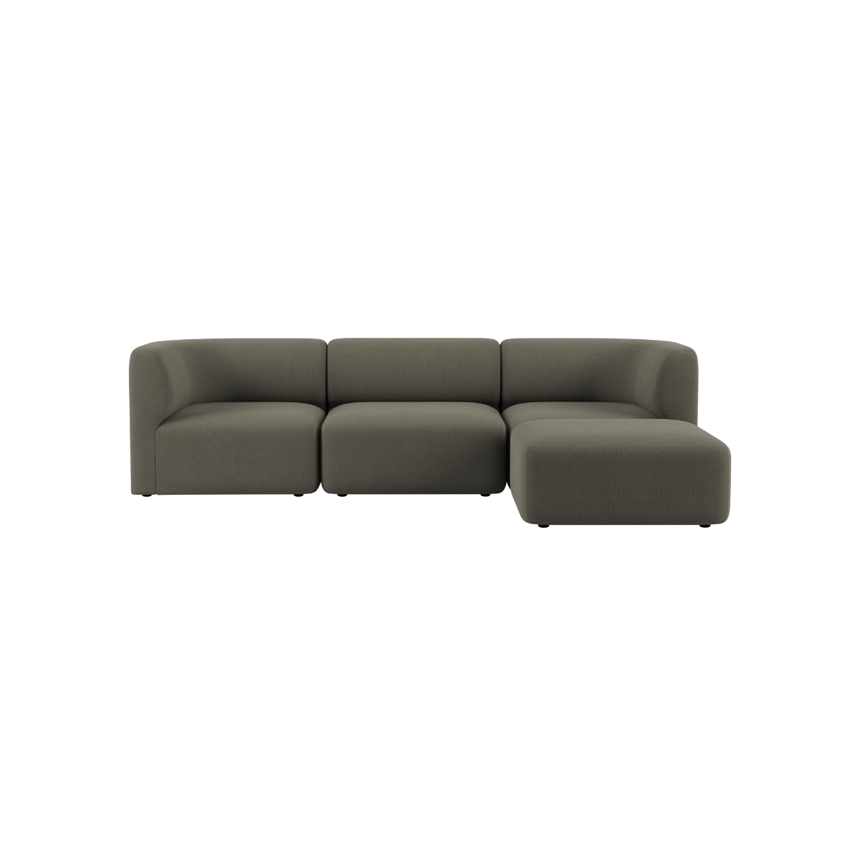 sackit Fjord three seat sofa in dark gray upholstery with softly rounded cushions and a calm Scandinavian design on a clean background