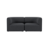 Dark gray two seater Scandinavian sofa with soft rounded lines and deep comfortable cushions by sackit