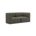 sackit Fjord two seater sofa in dark olive green with soft rounded lines and deep cushions on a black background for indoor Scandinavian living spaces