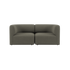 sackit Fjord two seater sofa in dark grey fabric with soft rounded arms and deep cushions on a black background Scandinavian indoor furniture