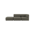 Gray Fjord two seat sofa with open end and soft rounded cushions by sackit for calm Scandinavian interiors