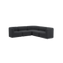 Dark gray Fjord corner sofa with deep cushions and rounded arms on a black background from sackit for contemporary Scandinavian interiors