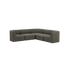Curved dark gray Fjord corner sofa with soft rounded lines and deep seating on a black background from sackit