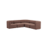 Brown sackit Fjord corner sofa with soft rounded lines and deep cushioned seating on a black background