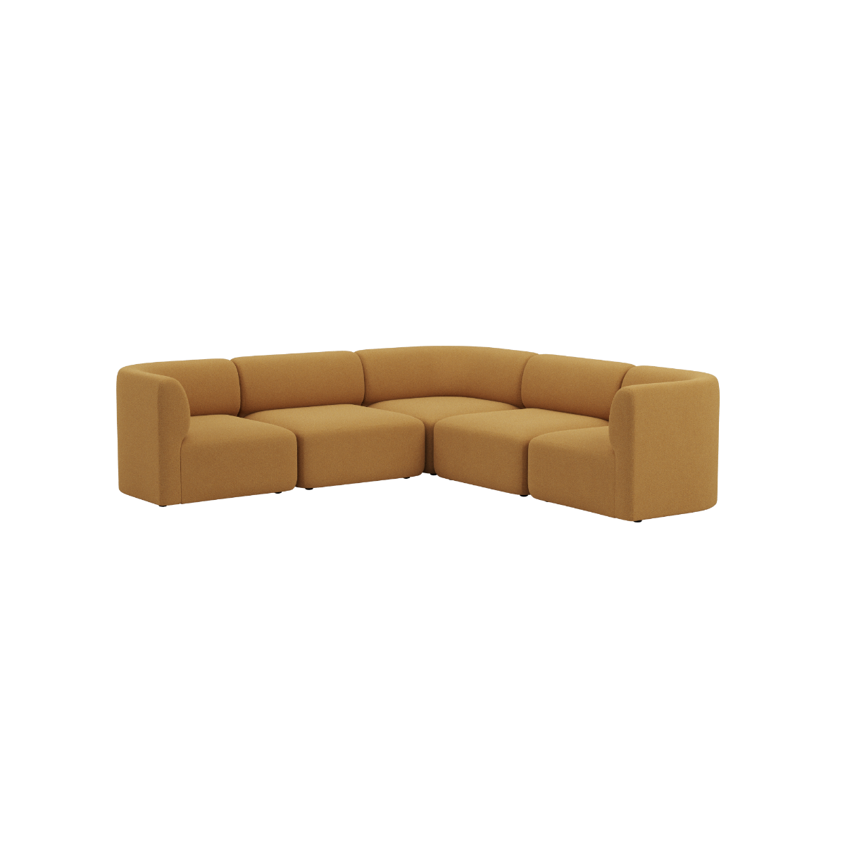 sackit Fjord corner sofa in warm tan upholstery with soft rounded lines and generous seating for a calm Scandinavian living room interior