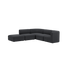 sackit Fjord corner sofa in dark charcoal with a curved back and open end chaise on a black background